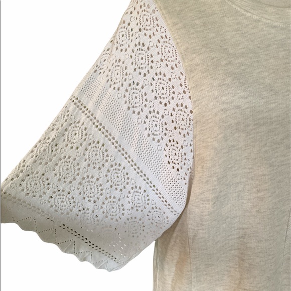 Anthropologie Akemi + Kin Eyelet Scalloped Lace Crochet Sweatshirt Tunic Top XS - Picture 6 of 14